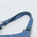 PRADA Hand Bag Vittero Dino Leather Blue Gold Auth 189048A-8