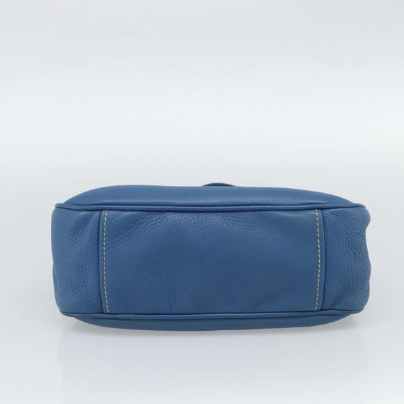 PRADA Hand Bag Vittero Dino Leather Blue Gold Auth 189048A