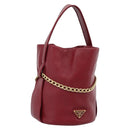 PRADA Petit Sack Hand Bag Leather Red Gold Auth 189049SM-1