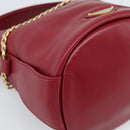 PRADA Petit Sack Hand Bag Leather Red Gold Auth 189049SM-11