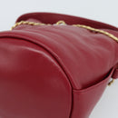 PRADA Petit Sack Hand Bag Leather Red Gold Auth 189049SM-12