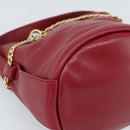 PRADA Petit Sack Hand Bag Leather Red Gold Auth 189049SM-13