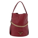PRADA Petit Sack Hand Bag Leather Red Gold Auth 189049SM-2