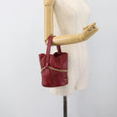 PRADA Petit Sack Hand Bag Leather Red Gold Auth 189049SM-20
