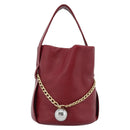 PRADA Petit Sack Hand Bag Leather Red Gold Auth 189049SM-3