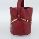 PRADA Petit Sack Hand Bag Leather Red Gold Auth 189049SM-4