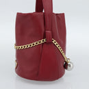 PRADA Petit Sack Hand Bag Leather Red Gold Auth 189049SM-5