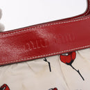 Miu Miu Hand Bag Canvas White Gold Auth 189051A-14