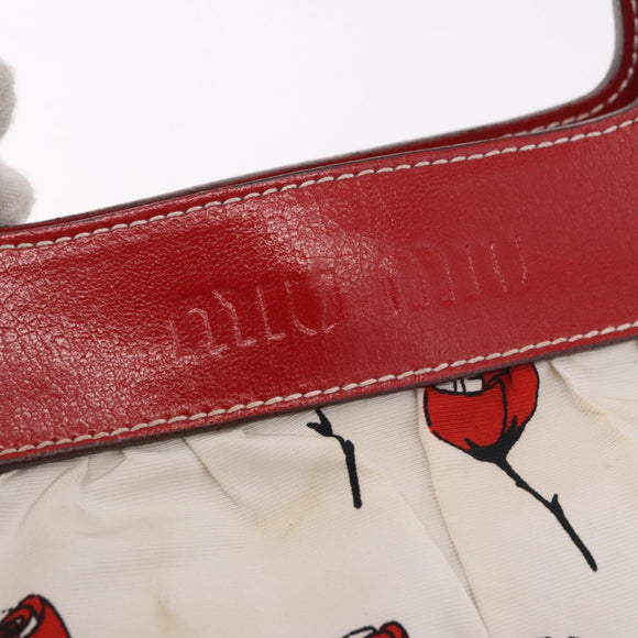 Miu Miu Hand Bag Canvas White Gold Auth 189051A