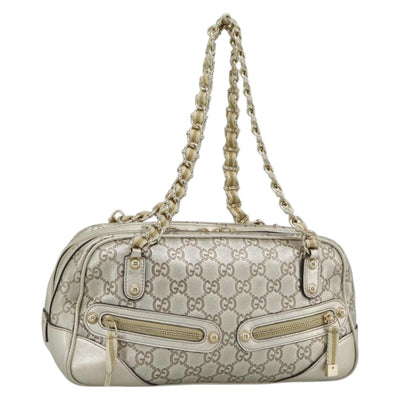 GUCCI GG Canvas Guccissima Shoulder Bag Leather Gold 152462 Auth 189052V