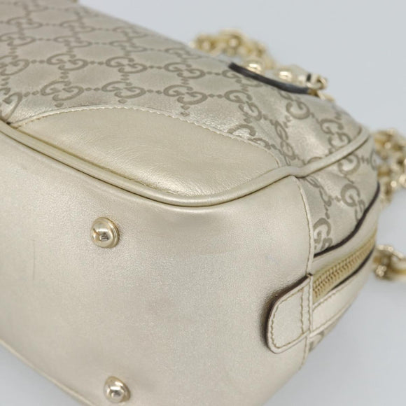 GUCCI GG Canvas Guccissima Shoulder Bag Leather Gold 152462 Auth 189052V