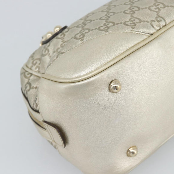 GUCCI GG Canvas Guccissima Shoulder Bag Leather Gold 152462 Auth 189052V