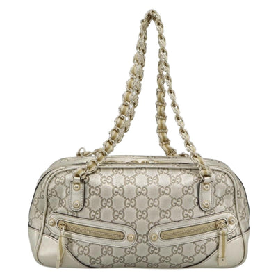 GUCCI GG Canvas Guccissima Shoulder Bag Leather Gold 152462 Auth 189052V - 0
