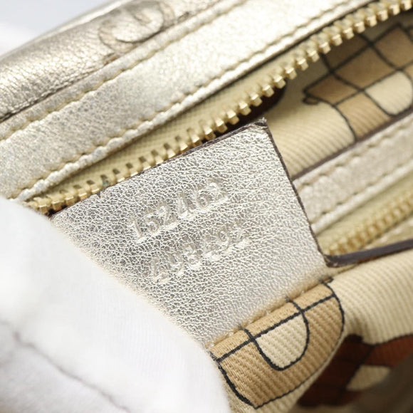 GUCCI GG Canvas Guccissima Shoulder Bag Leather Gold 152462 Auth 189052V