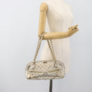 GUCCI GG Canvas Guccissima Shoulder Bag Leather Gold 152462 Auth 189052V-23