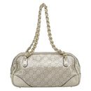 GUCCI GG Canvas Guccissima Shoulder Bag Leather Gold 152462 Auth 189052V-3