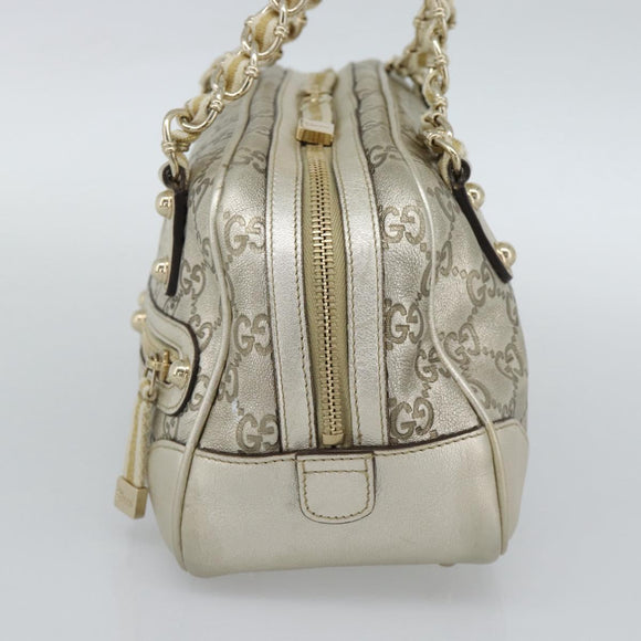GUCCI GG Canvas Guccissima Shoulder Bag Leather Gold 152462 Auth 189052V