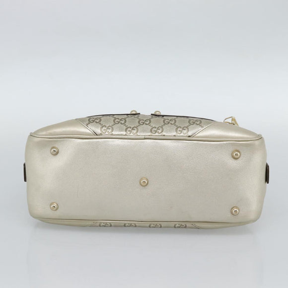 GUCCI GG Canvas Guccissima Shoulder Bag Leather Gold 152462 Auth 189052V