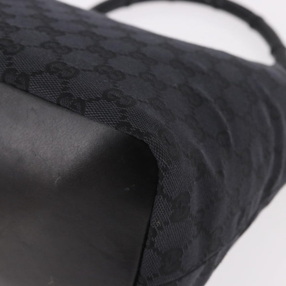 GUCCI Bamboo GG Canvas Shoulder Bag Black Silver 000 0531 Auth 189053A