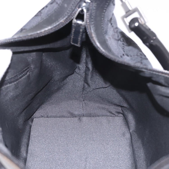 GUCCI Bamboo GG Canvas Shoulder Bag Black Silver 000 0531 Auth 189053A
