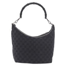 GUCCI Bamboo GG Canvas Shoulder Bag Black Silver 000 0531 Auth 189053A-2