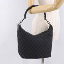 GUCCI Bamboo GG Canvas Shoulder Bag Black Silver 000 0531 Auth 189053A-22
