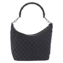 GUCCI Bamboo GG Canvas Shoulder Bag Black Silver 000 0531 Auth 189053A-3