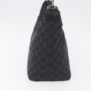 GUCCI Bamboo GG Canvas Shoulder Bag Black Silver 000 0531 Auth 189053A-4