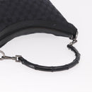 GUCCI Bamboo GG Canvas Shoulder Bag Black Silver 000 0531 Auth 189053A-7