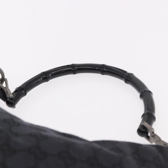 GUCCI Bamboo GG Canvas Shoulder Bag Black Silver 000 0531 Auth 189053A