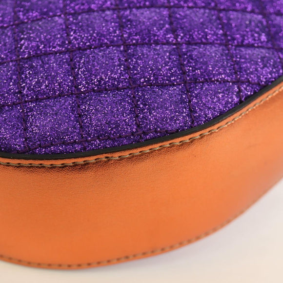 GUCCI Children's Pineapple Shoulder Bag Leather Purple Silver Auth 189054SAM