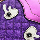 GUCCI Children's Pineapple Shoulder Bag Leather Purple Silver Auth 189054SAM-19