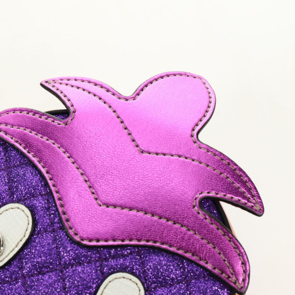 GUCCI Children's Pineapple Shoulder Bag Leather Purple Silver Auth 189054SAM