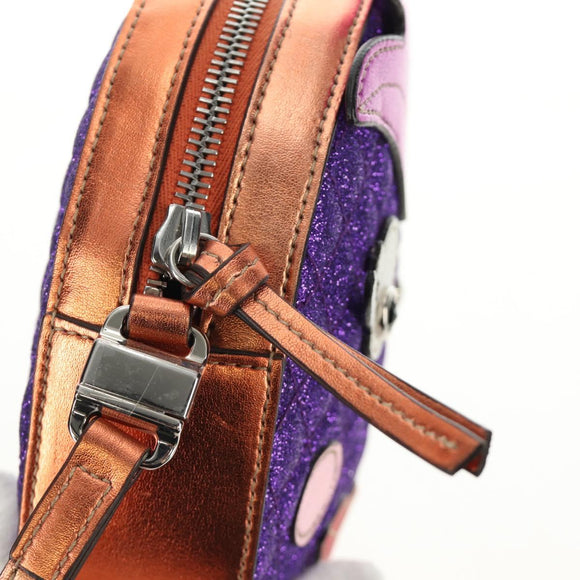 GUCCI Children's Pineapple Shoulder Bag Leather Purple Silver Auth 189054SAM