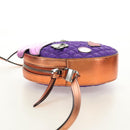 GUCCI Children's Pineapple Shoulder Bag Leather Purple Silver Auth 189054SAM-3