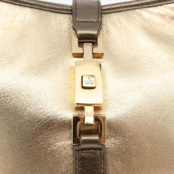 GUCCI Jackie Hand Pouch Leather Gold 005 0775 Auth 189055V
