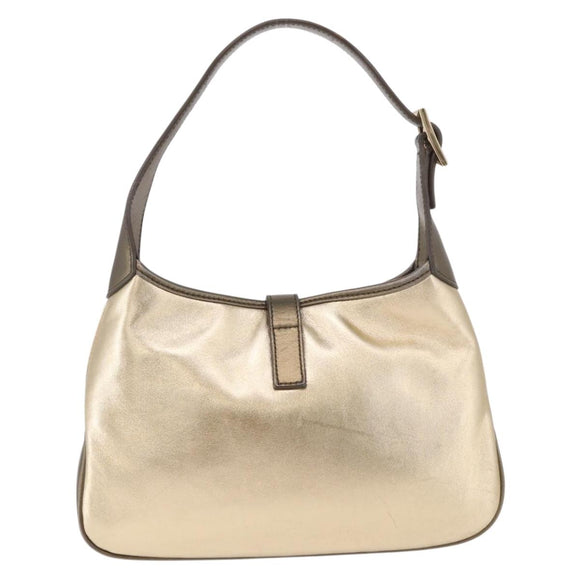 GUCCI Jackie Hand Pouch Leather Gold 005 0775 Auth 189055V