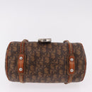 Christian Dior Trotter Canvas Romantic Chain Bag PVC Brown Silver Auth 189056-11