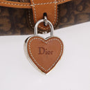Christian Dior Trotter Canvas Romantic Chain Bag PVC Brown Silver Auth 189056-16