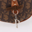 Christian Dior Trotter Canvas Romantic Chain Bag PVC Brown Silver Auth 189056-17