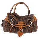 Christian Dior Trotter Canvas Romantic Chain Bag PVC Brown Silver Auth 189056-2