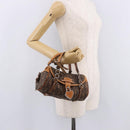 Christian Dior Trotter Canvas Romantic Chain Bag PVC Brown Silver Auth 189056-28