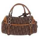 Christian Dior Trotter Canvas Romantic Chain Bag PVC Brown Silver Auth 189056-3