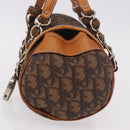 Christian Dior Trotter Canvas Romantic Chain Bag PVC Brown Silver Auth 189056-4