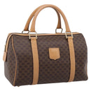 CELINE Macadam Canvas Boston Bag PVC Leather 2way Brown Gold Auth 189058-1
