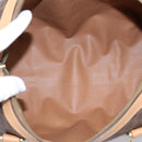 CELINE Macadam Canvas Boston Bag PVC Leather 2way Brown Gold Auth 189058-18