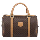 CELINE Macadam Canvas Boston Bag PVC Leather 2way Brown Gold Auth 189058-2