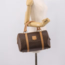 CELINE Macadam Canvas Boston Bag PVC Leather 2way Brown Gold Auth 189058-23