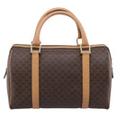 CELINE Macadam Canvas Boston Bag PVC Leather 2way Brown Gold Auth 189058-3