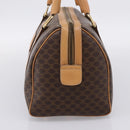 CELINE Macadam Canvas Boston Bag PVC Leather 2way Brown Gold Auth 189058-5